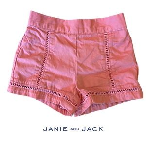 Janie and Jack pink baby girl shorts cut out detail 12-18 months